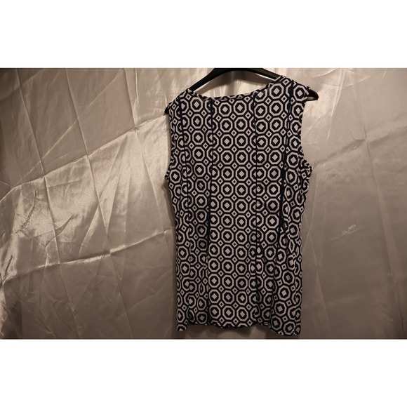 Maria Gabrielle Women Sz Large Pleated Blouse, Blue/White - Picture 8 of 11